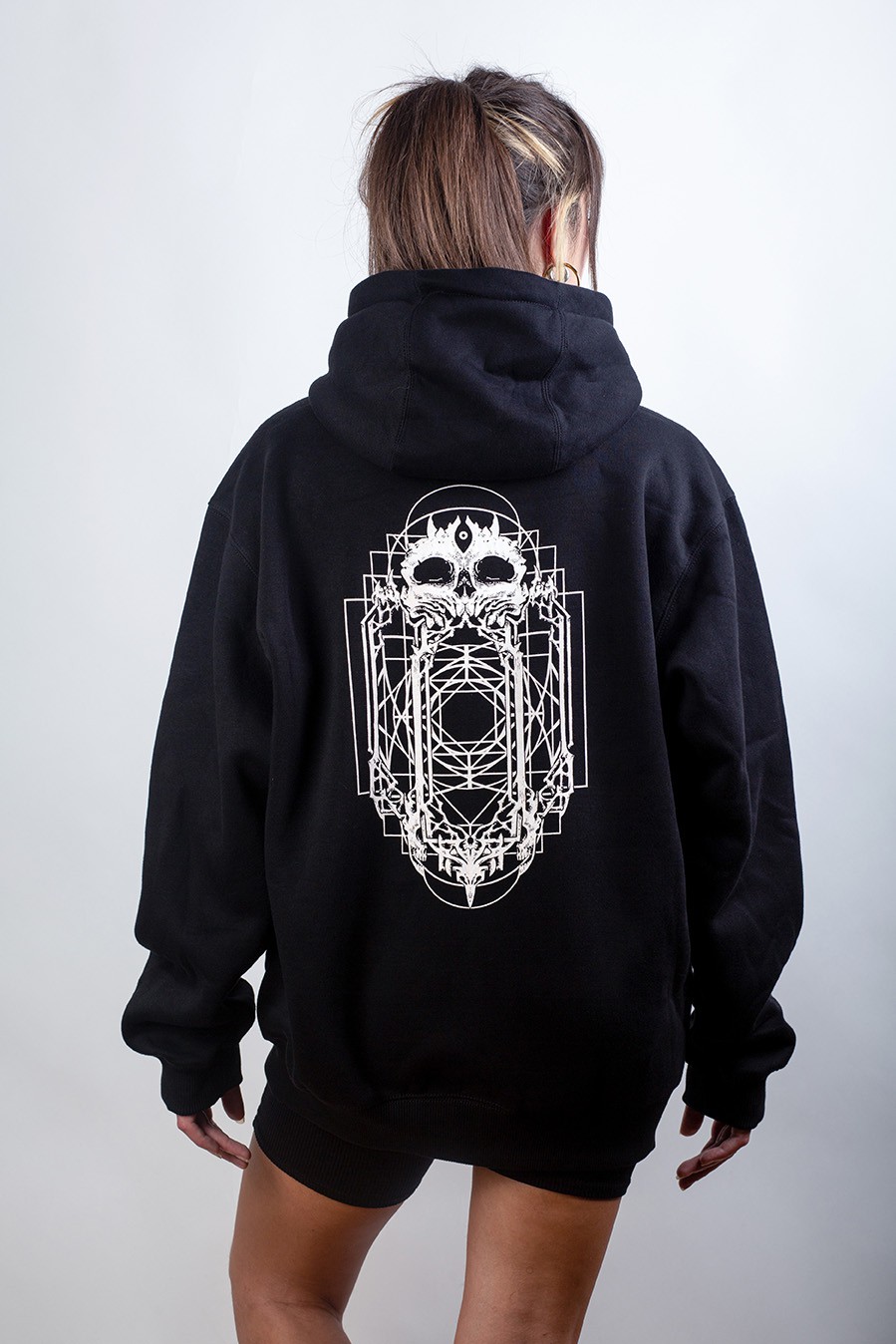 Doors of perception white print zipper hoodie 